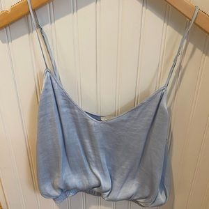 Blue silk crop tank